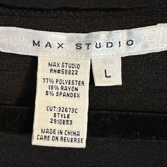 Max Studio Black Tiered Ruffled Long Sleeve Knee Length Dress Women's size Large - Picture 4 of 4